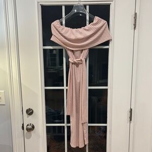 Striped Pink Off-Shoulder Dress